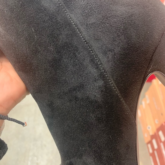 Knee High Block Heel Boots in Black Faux Suede, Women’s - Picture 8 of 14